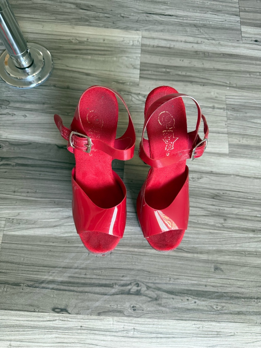 Pleaser Red Platform Stiletto Sandals - Picture 5 of 6